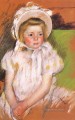 Simone con un gorro blanco es madre de hijos, Mary Cassatt